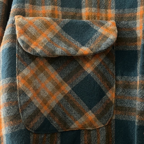 VTG Pendleton Orange and Blue Wool Men’s Flannel Size L - Picture 4 of 15